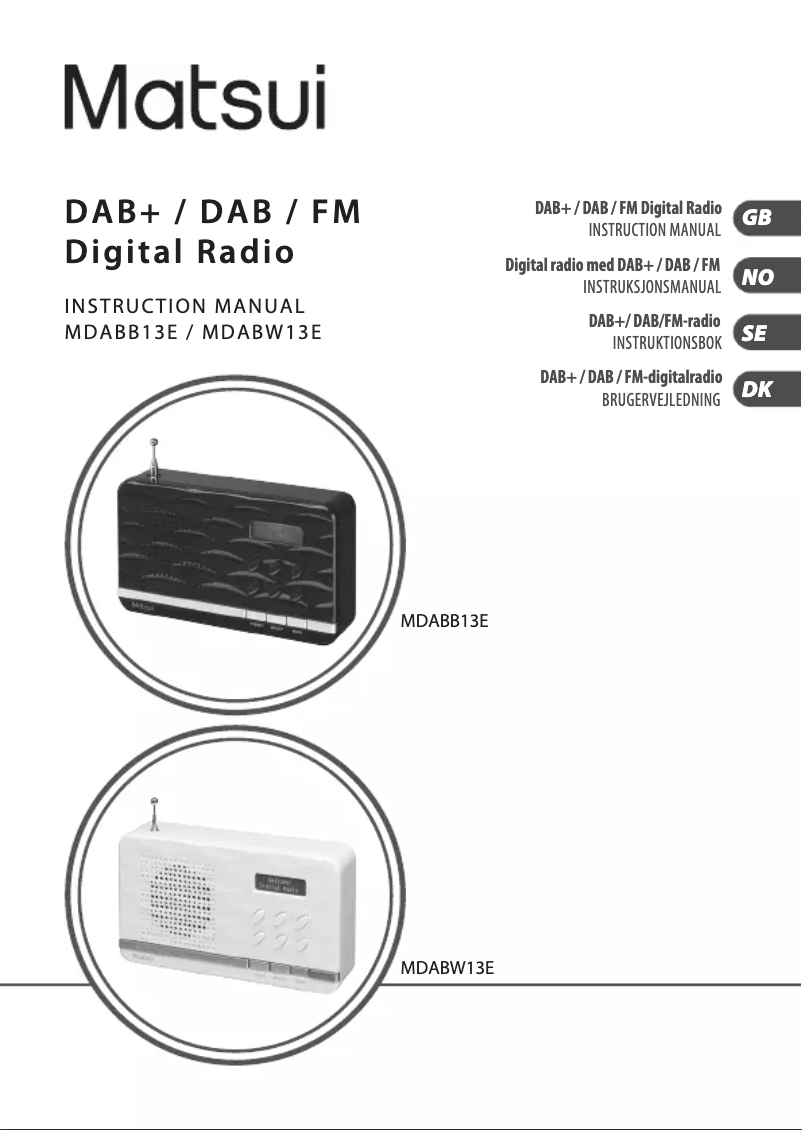 Página 1 del manual Manual de usuario Matsui MDABW13E