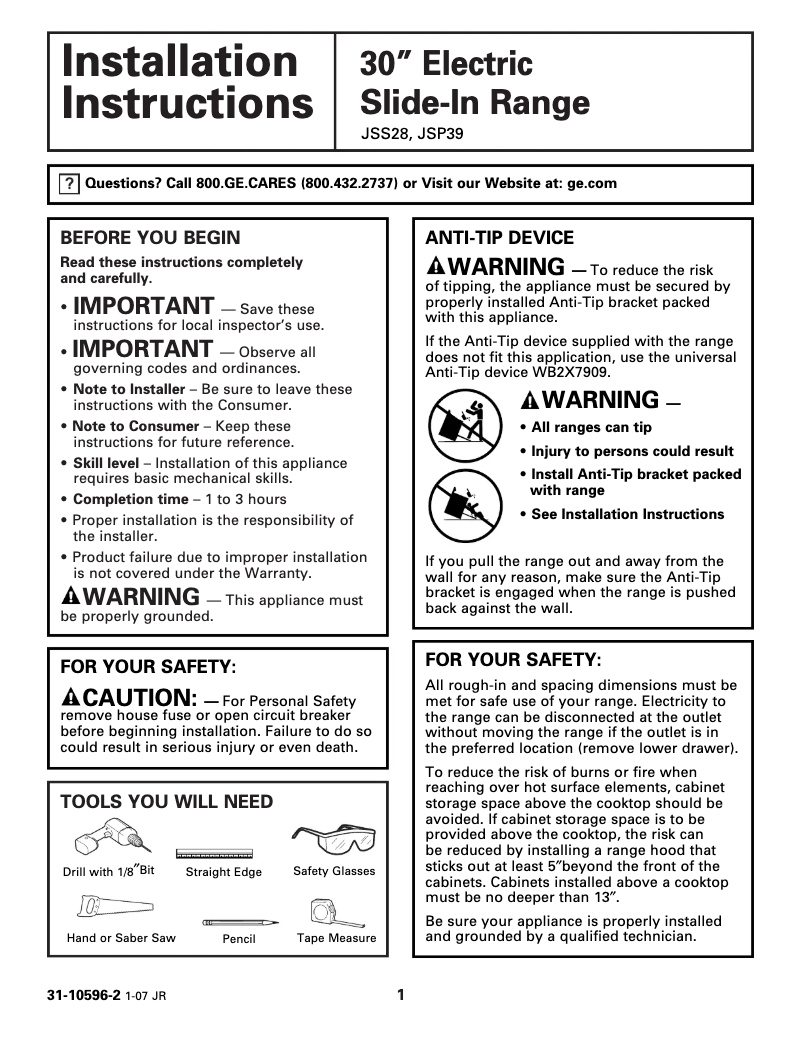 Image de la première page du manuel de l'appareil JSS28BKBB