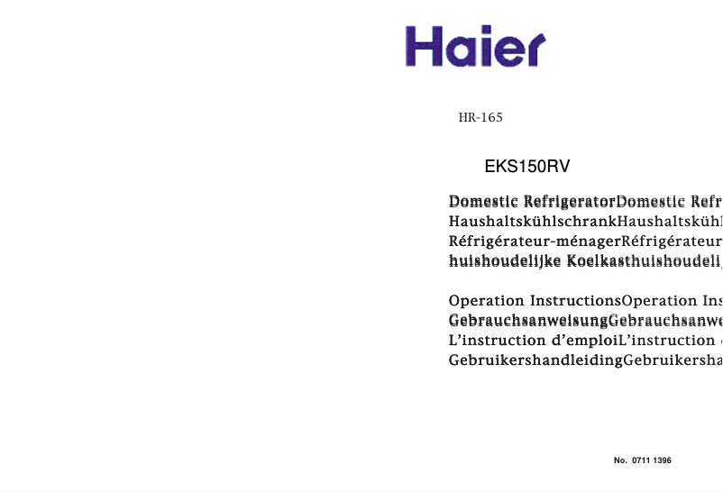 Page n°1 - Manuel utilisateur Haier HR-165