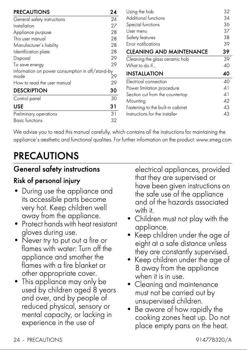 Page n°1 - Fiche technique Smeg SIM1864D