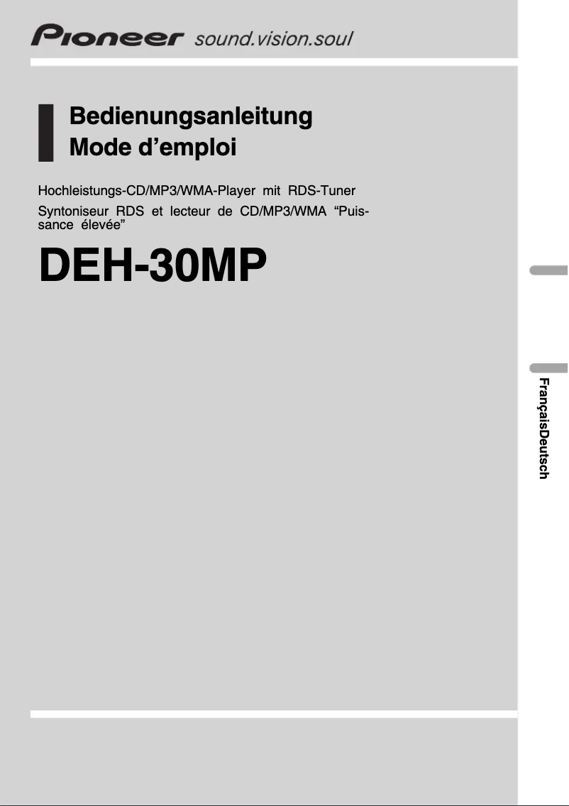 Page n°1 - Manuel utilisateur Pioneer DEH-30MP