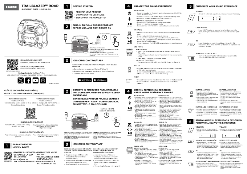 Page 1 de la notice Guide de démarrage rapide ION Trailblazer Roar