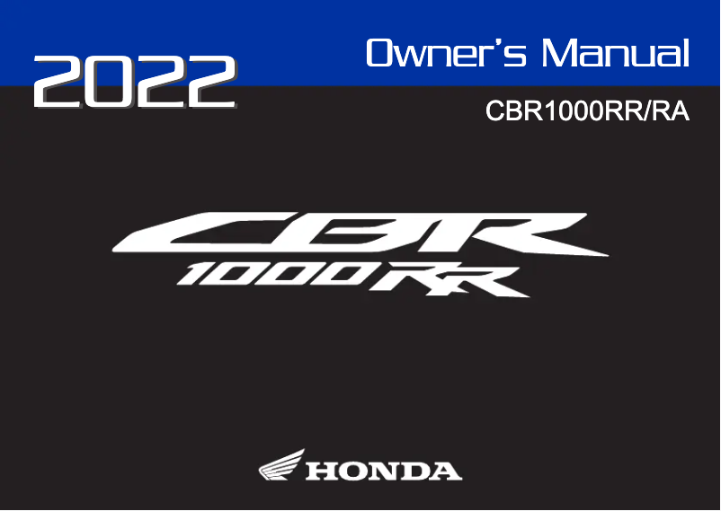 Image de la première page du manuel de l'appareil CBR1000RR (2022)