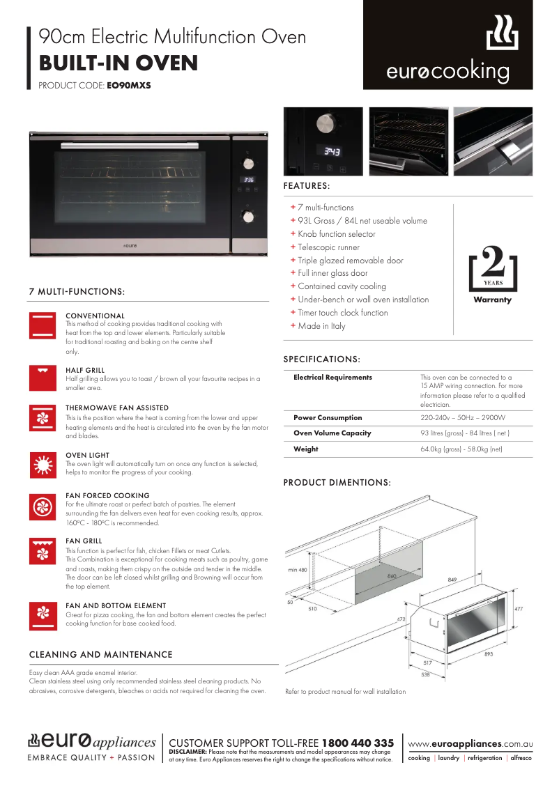 Image de la première page du manuel de l'appareil EO90MXS
