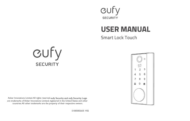 Page 1 de la notice Manuel utilisateur Eufy Smart Lock Touch