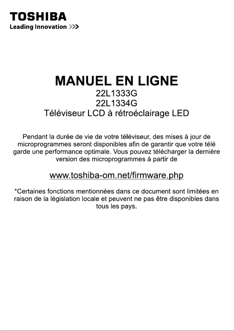Page 1 de la notice Manuel utilisateur Toshiba 22L1334G