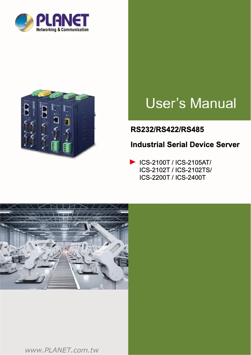 Page n°1 - Manuel utilisateur Planet ICS-2102T