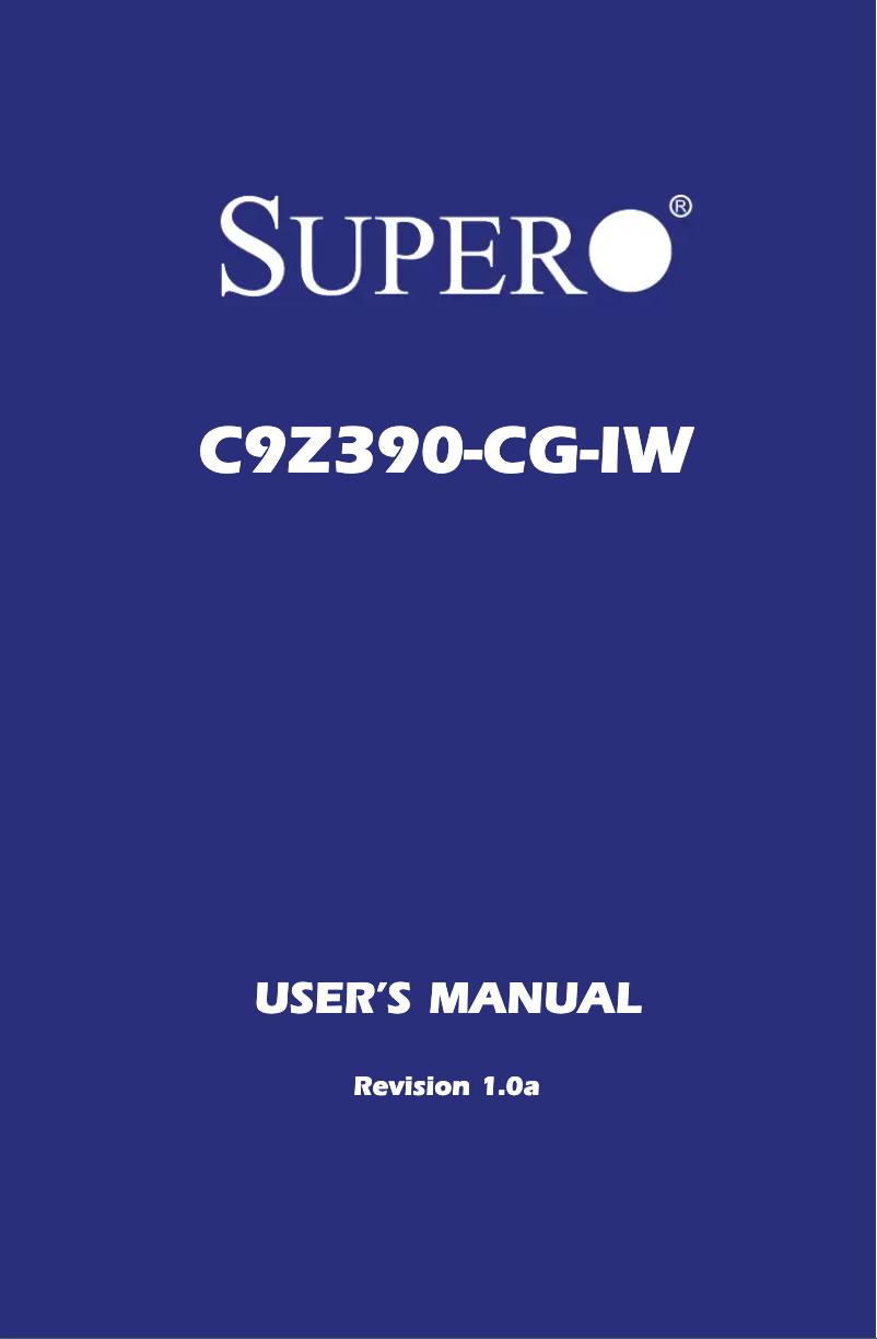 Page 1 de la notice Manuel utilisateur Supermicro C9Z390-CG-IW