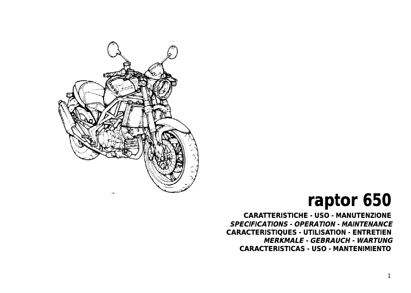 Page n°1 - Manuel utilisateur Cagiva Raptor 650 (2002)