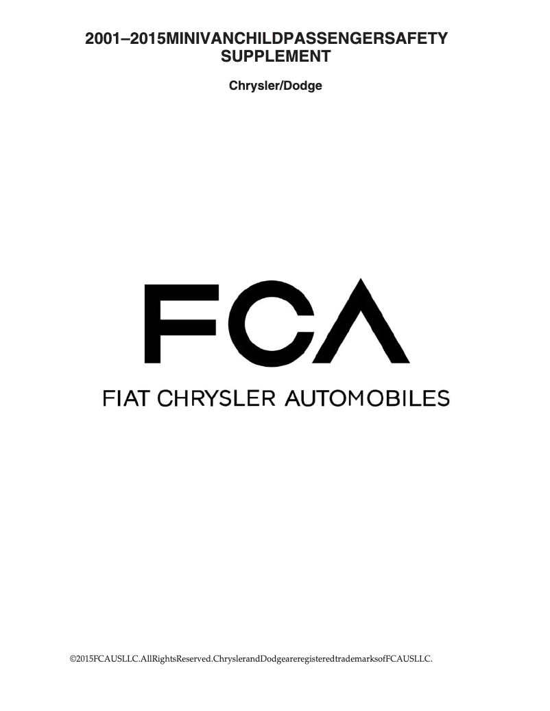 Page 1 de la notice Instructions de sécurité Dodge Grand Caravan (2015)