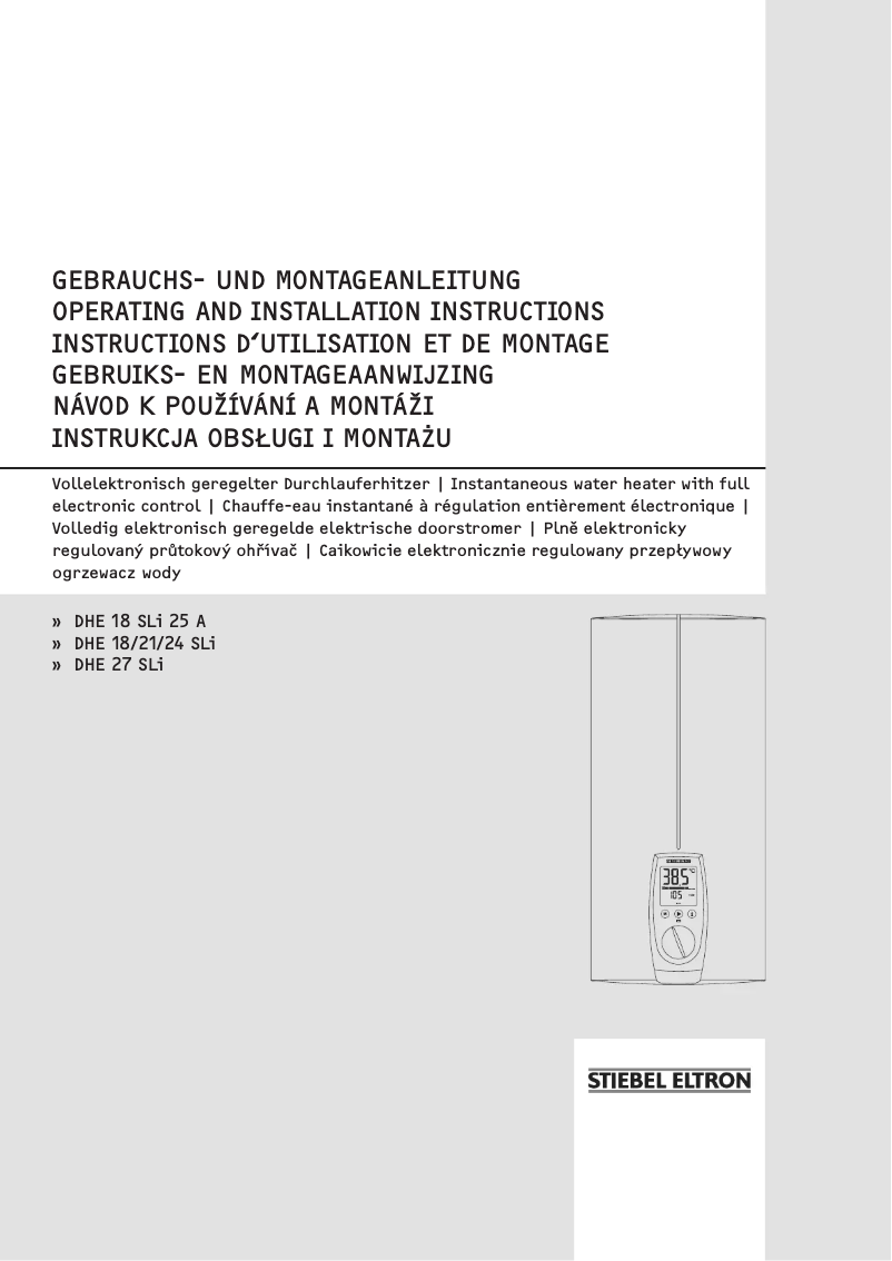 Page 1 de la notice Manuel utilisateur Stiebel Eltron DHE 21 SLi