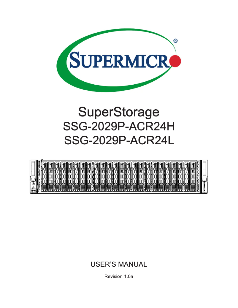 Image de la première page du manuel de l'appareil SuperStorage 2029P-ACR24L