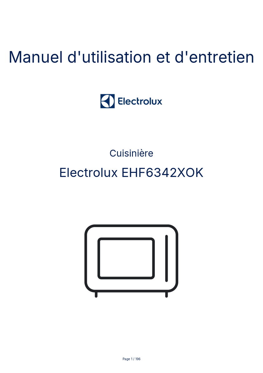 Page n°1 - Manuel d'utilisation et d'entretien Electrolux EHF6342XOK