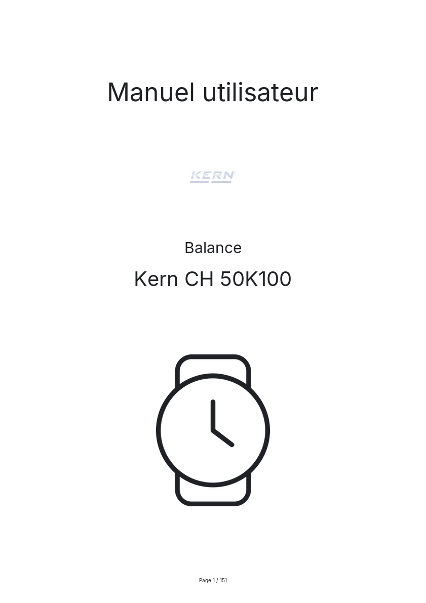 Page 1 de la notice Manuel utilisateur Kern CH 50K100