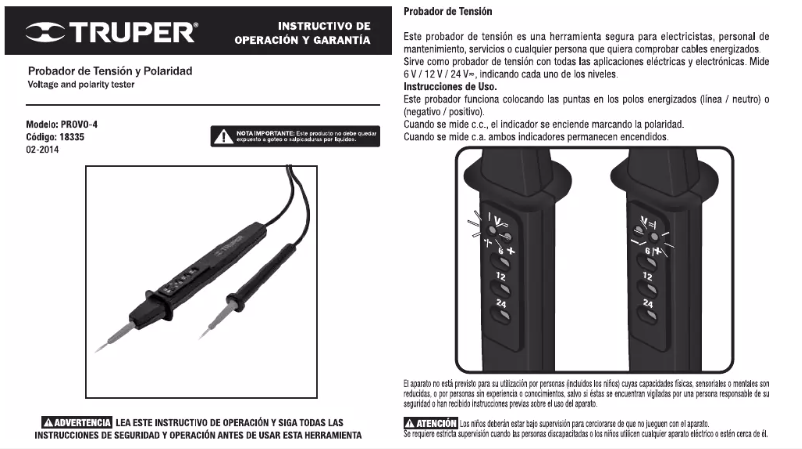 Page 1 de la notice Manuel utilisateur Truper PROVO-4