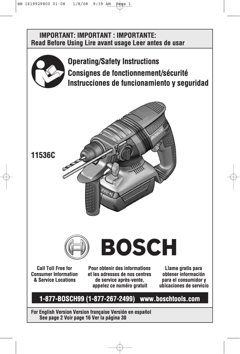 Page n°1 - Manuel utilisateur Bosch 11536C