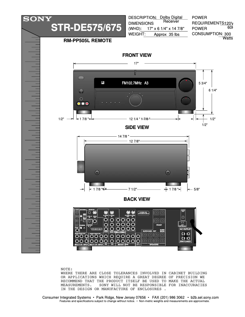 Image de la première page du manuel de l'appareil STR-DE675
