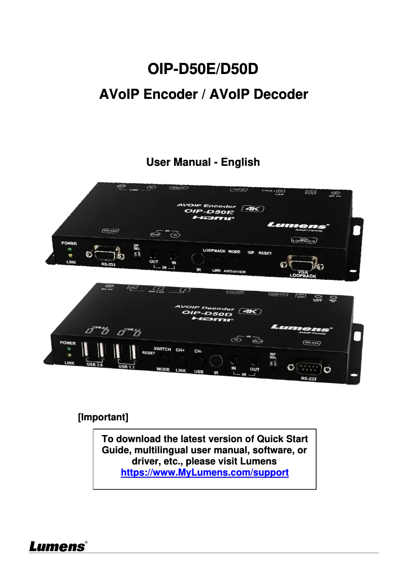 Image de la première page du manuel de l'appareil OIP-D50E