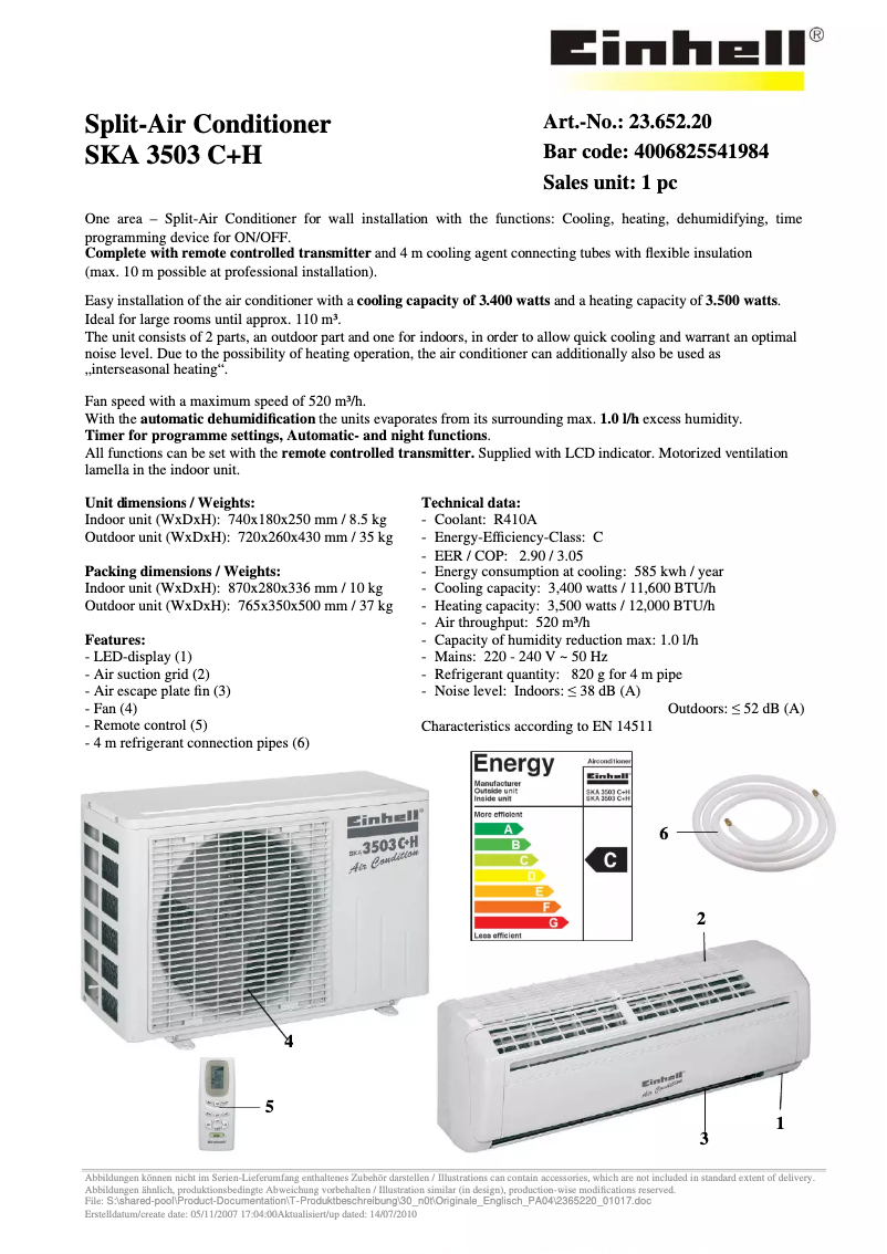 Image de la première page du manuel de l'appareil SKA 3503 C+H