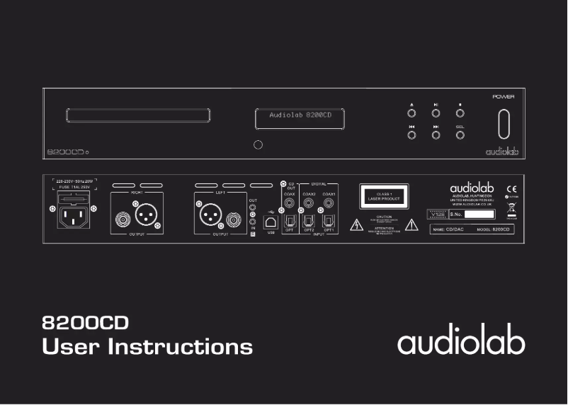 Page 1 de la notice Manuel utilisateur Audiolab 8200CD