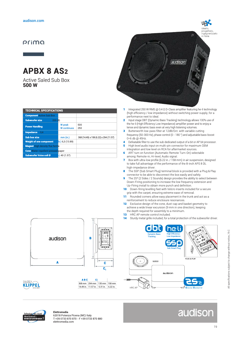 Image de la première page du manuel de l'appareil Prima APBX 8 AS2