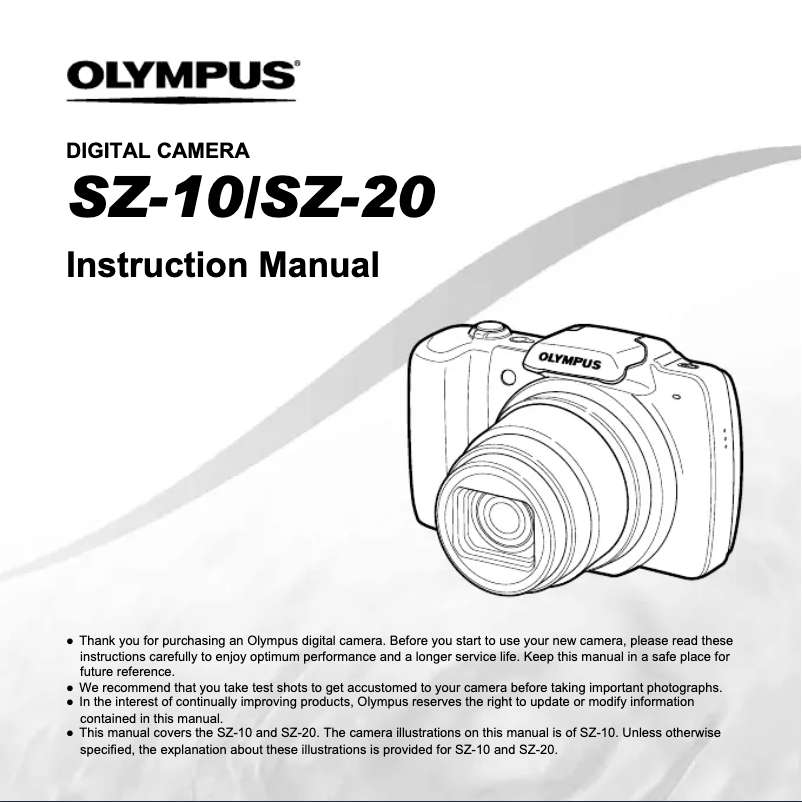 Image de la première page du manuel de l'appareil SZ 10