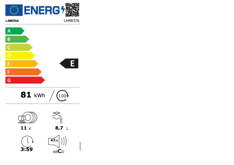 Page n°1 - Label énergétique Lamona LAM8376