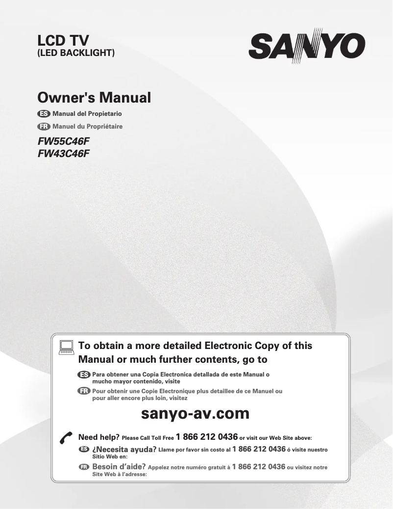 Page 1 de la notice Manuel utilisateur Sanyo FW55C46F