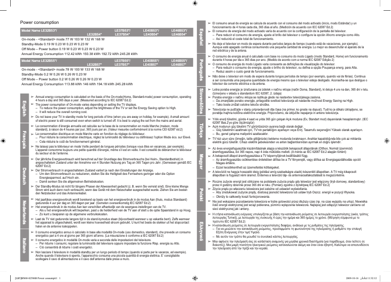 Page n°1 - Label énergétique Samsung LE-46B550A5PXZG