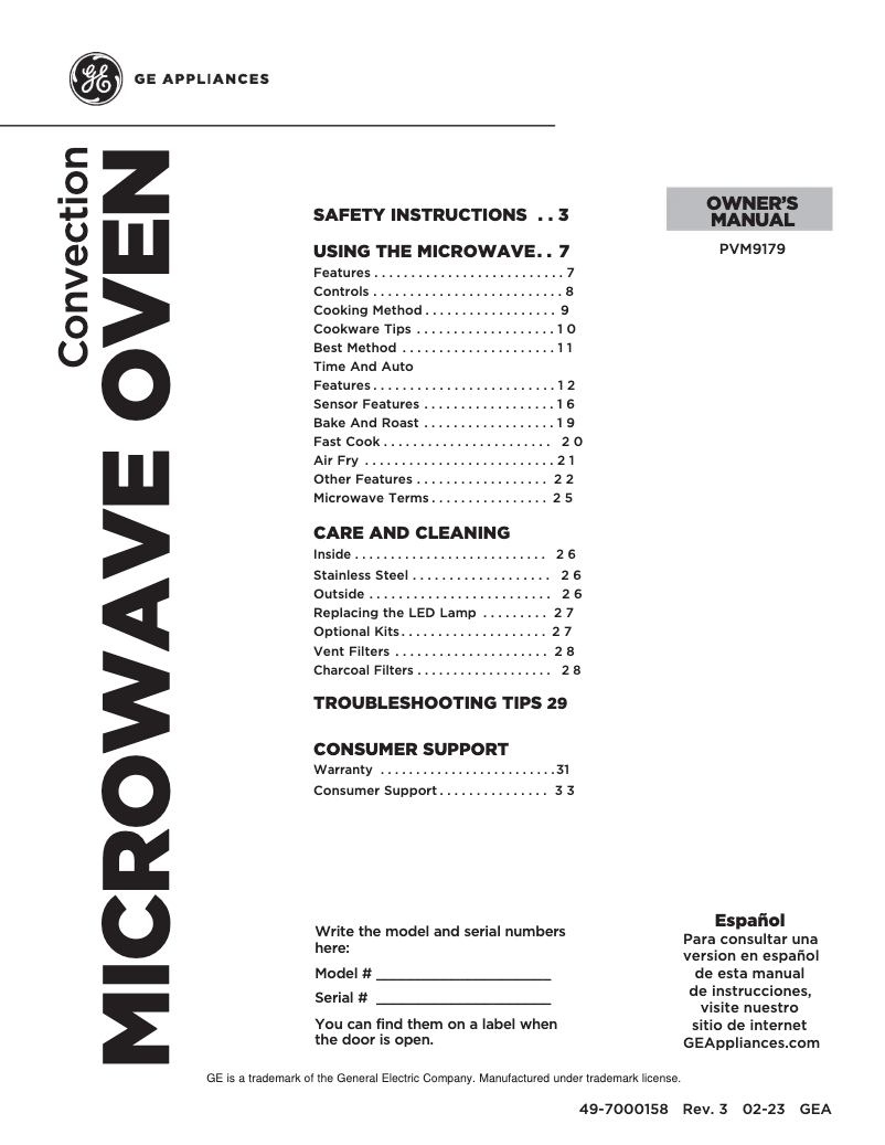 Página 1 del manual Manual de uso y mantenimiento GE Profile PVM9179DRBB