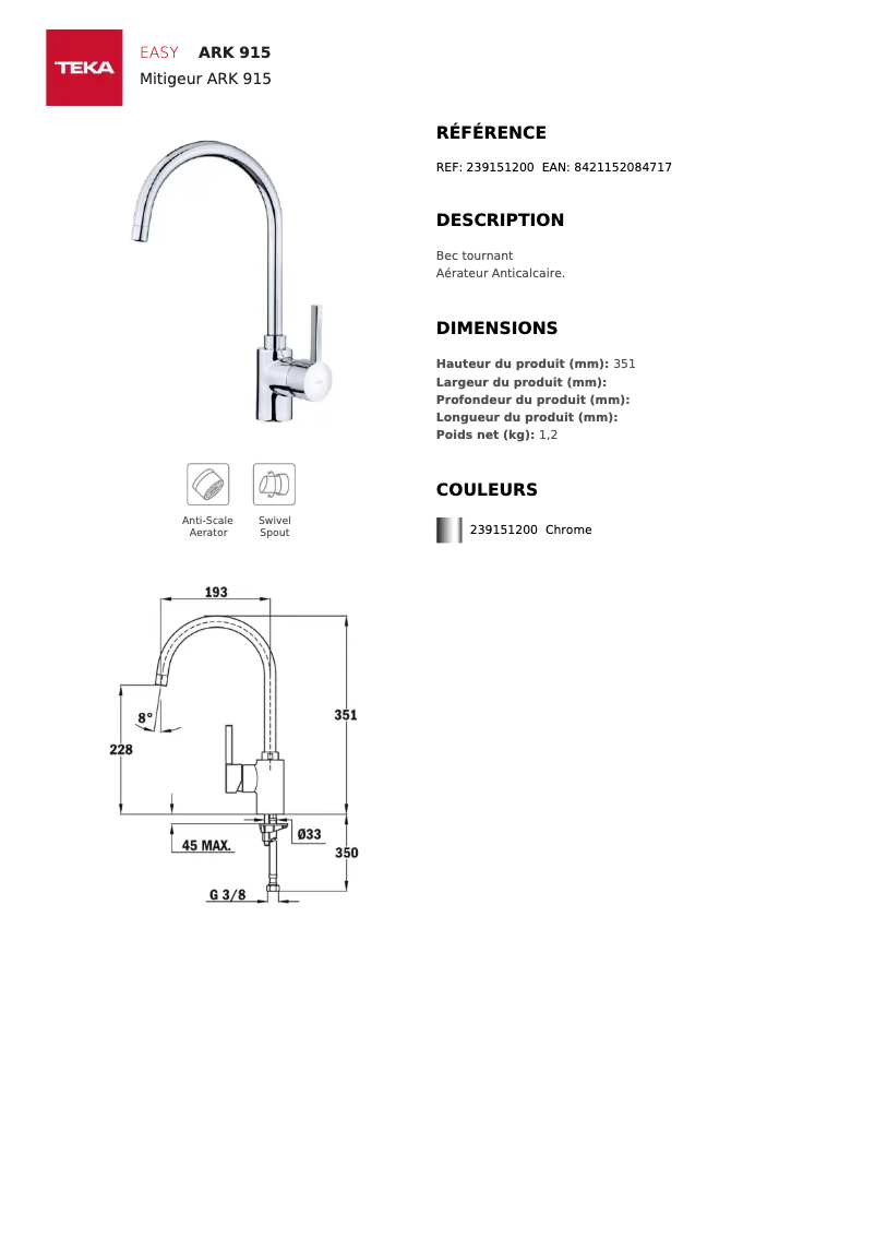 Image de la première page du manuel de l'appareil ARK 915