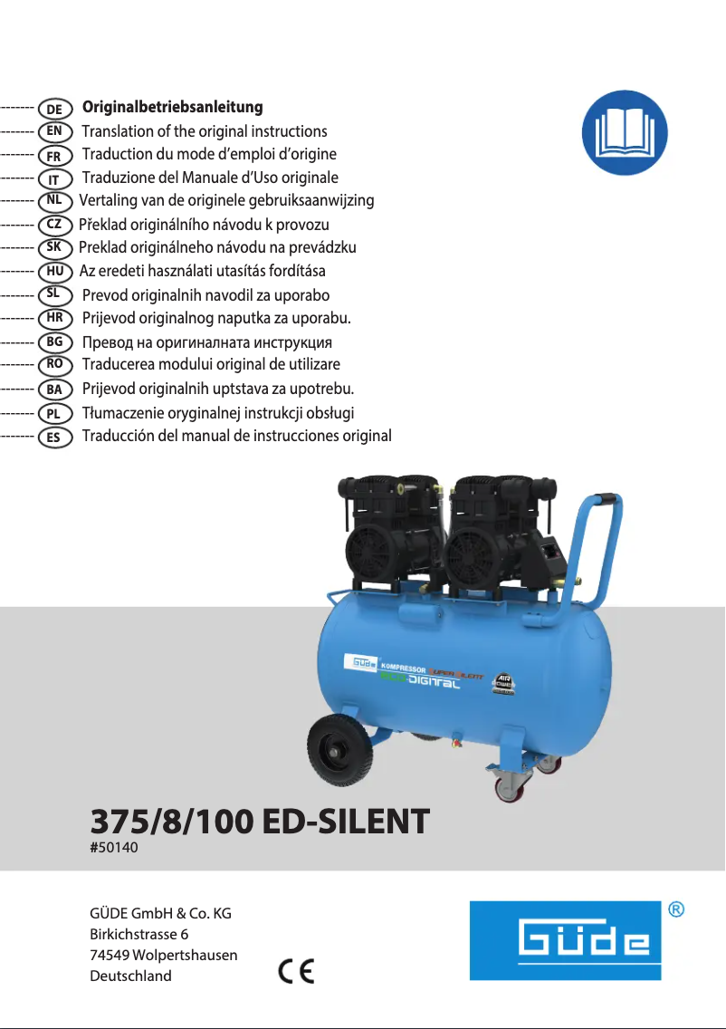Página 1 del manual Manual de usuario Güde Kompressor Airpower 375/8/100 ED-SILENT