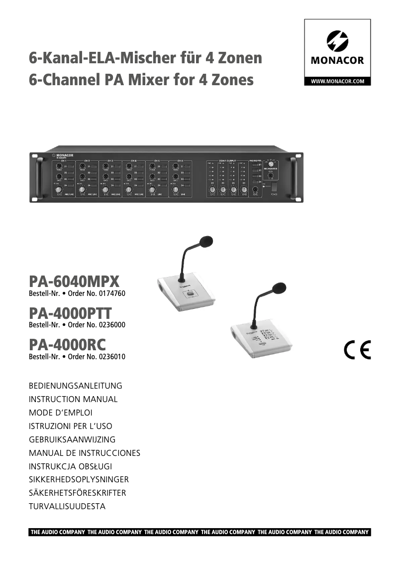 Page 1 de la notice Manuel utilisateur Monacor PA-6040MPX