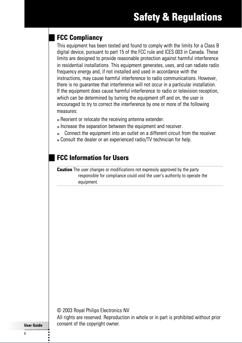 Page 1 de la notice Manuel utilisateur Philips TSU7000
