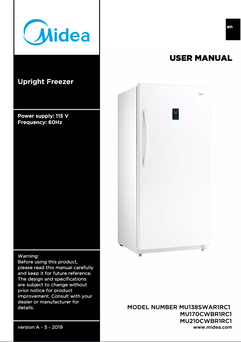 Image de la première page du manuel de l'appareil MU138SWAR1RC1