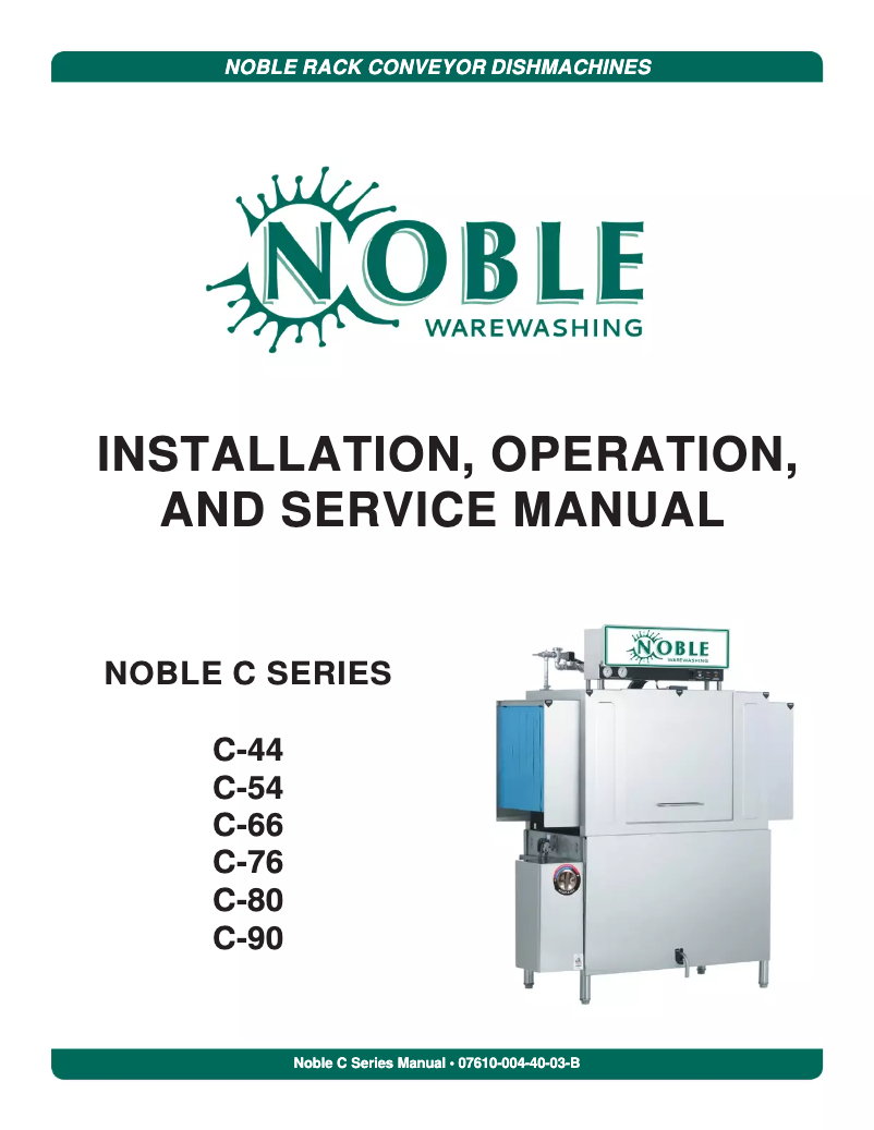 Page 1 de la notice Manuel utilisateur Noble Warewashing Ω