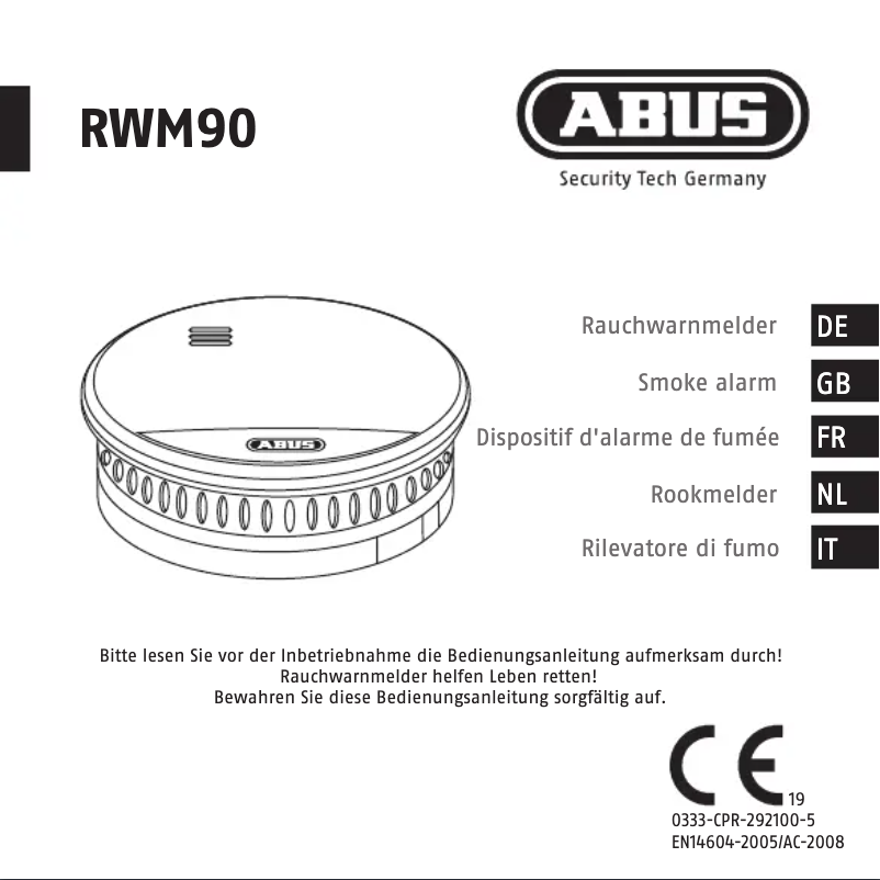 Page n°1 - Manuel utilisateur Abus RWM90