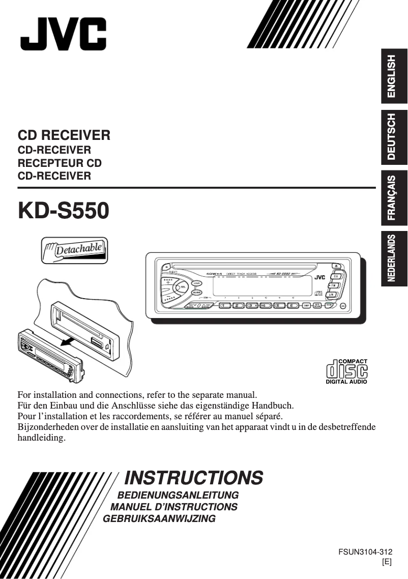 Page 1 de la notice Manuel utilisateur JVC KD-S550