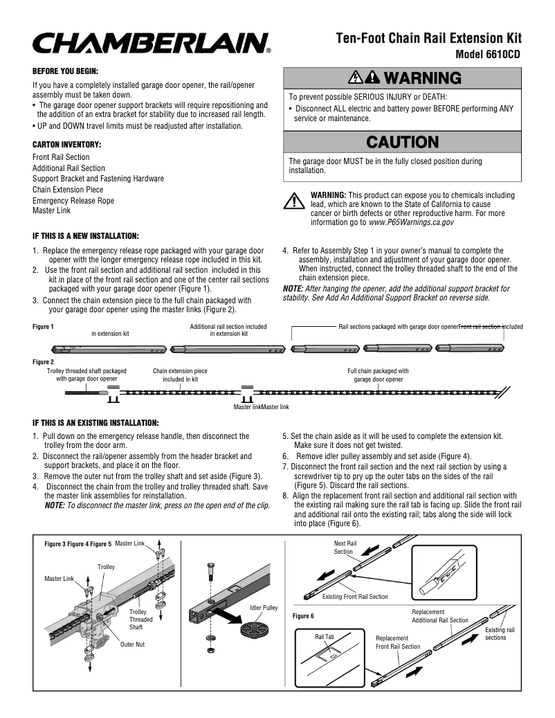 Page 1 de la notice Manuel utilisateur Chamberlain 6610CD