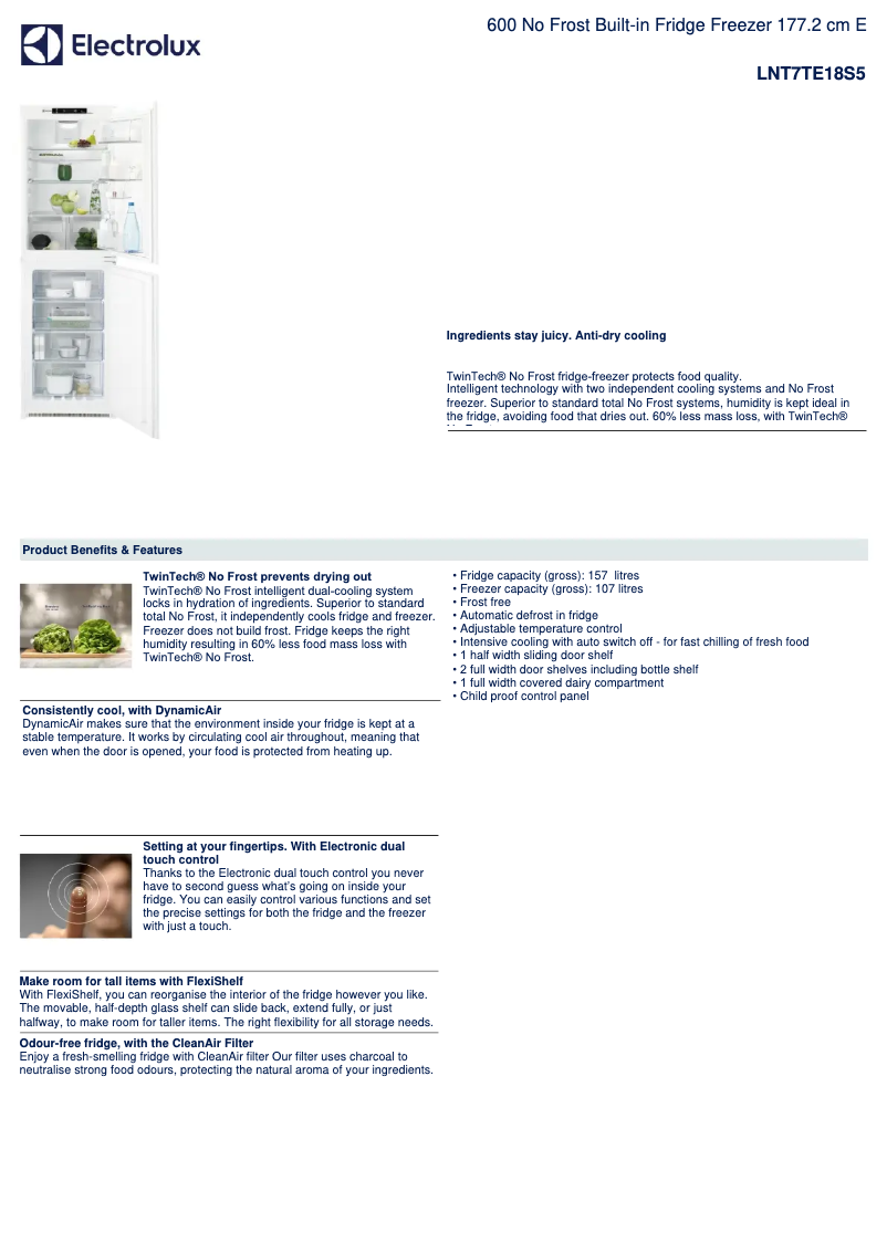 Image de la première page du manuel de l'appareil LNT7TE18S5