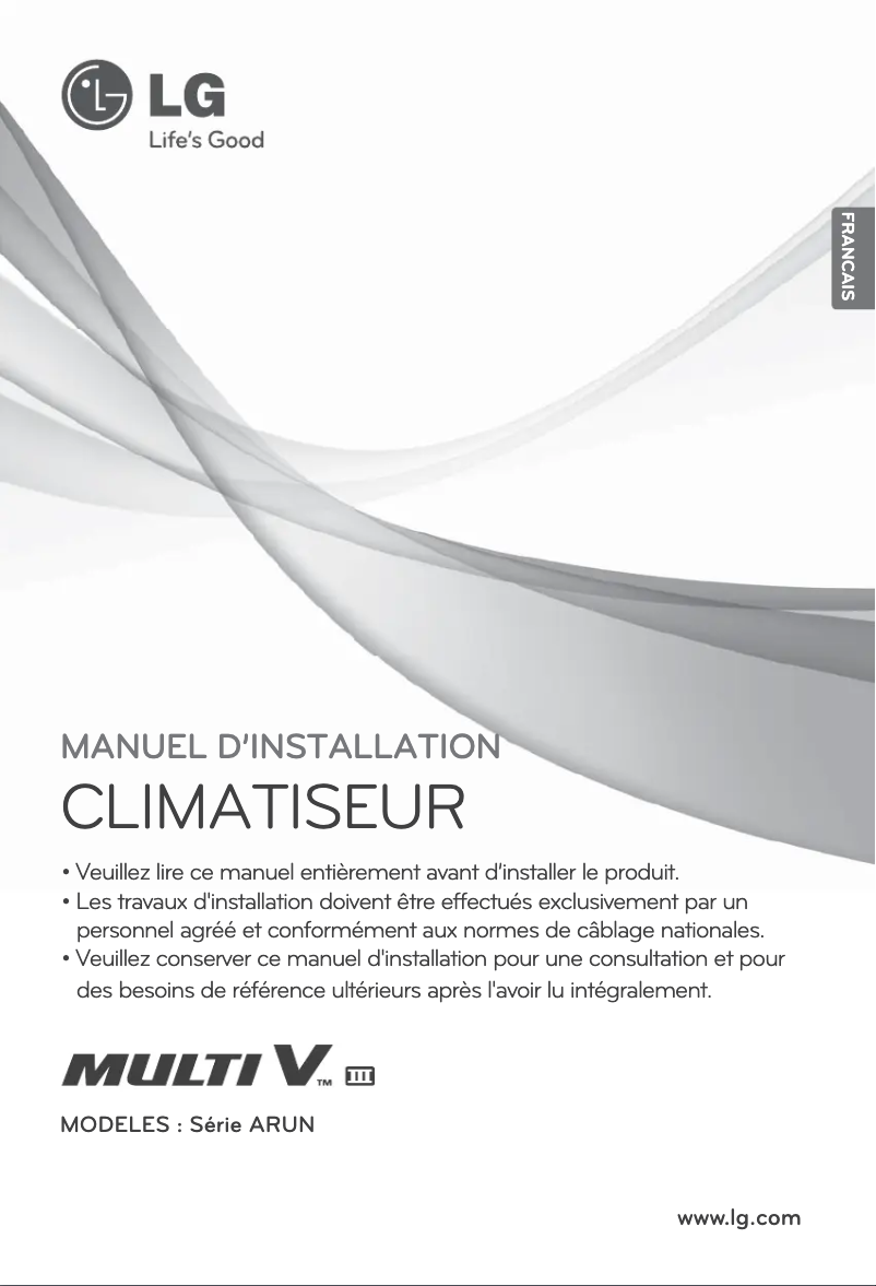 Page 1 de la notice Manuel utilisateur LG ARUN121BT3