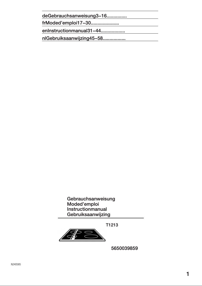 Page 1 de la notice Manuel utilisateur Neff T1213