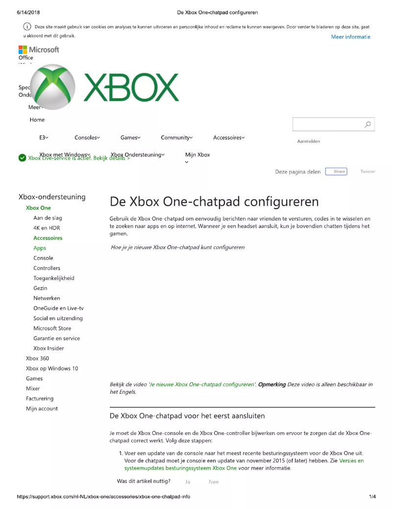 Image de la première page du manuel de l'appareil Xbox One Chatpad
