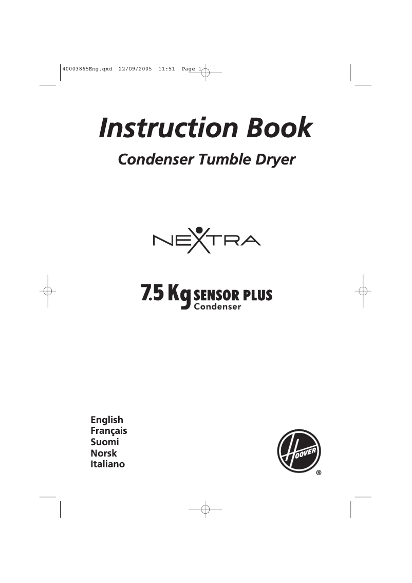 Page n°1 - Manuel utilisateur Hoover HNC 485T-86
