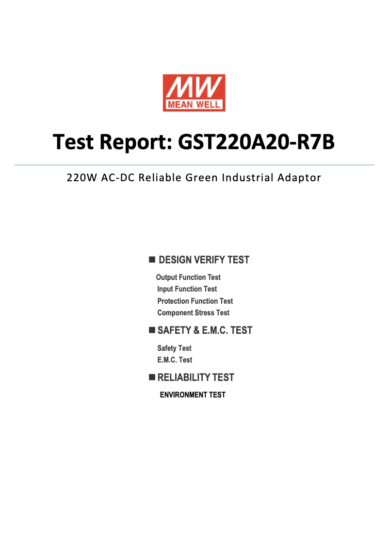 Page 1 de la notice Fiche technique Mean Well GST220A20-R7B