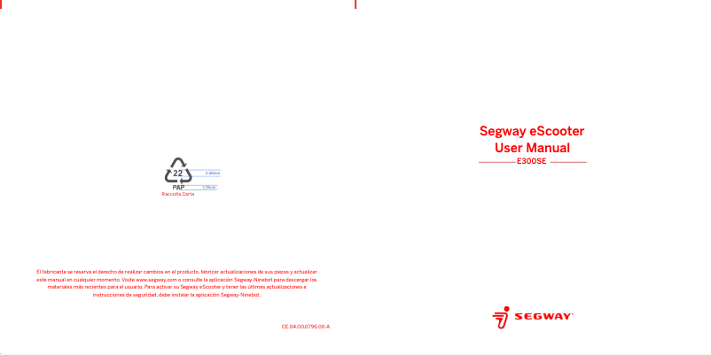 Image de la première page du manuel de l'appareil E300SE