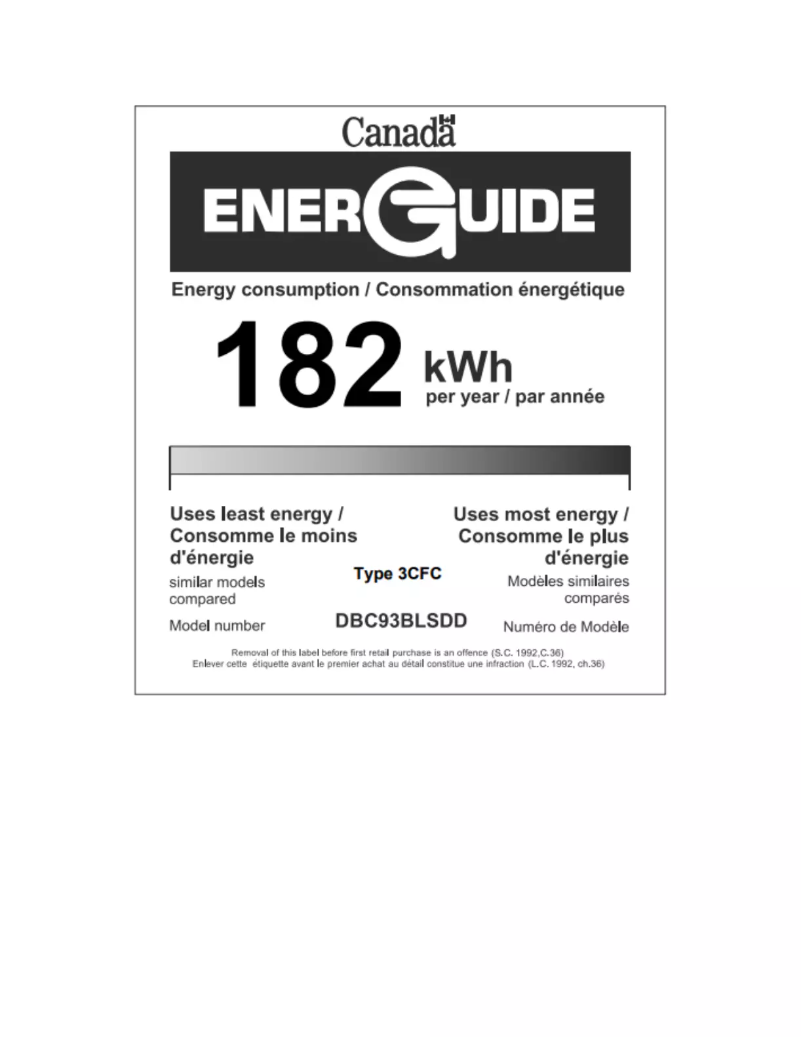 Página 1 del manual Etiqueta energética Danby DBC93BLSDD