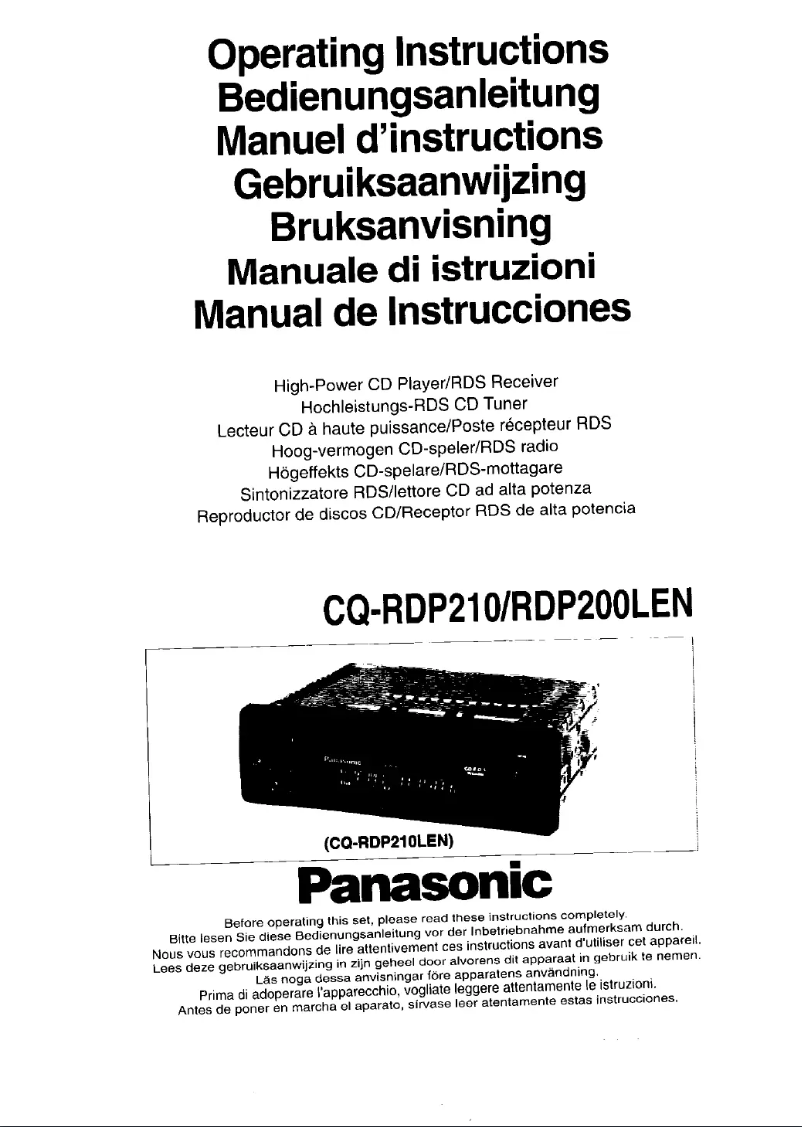 Page 1 de la notice Manuel utilisateur Panasonic CQ-RDP200