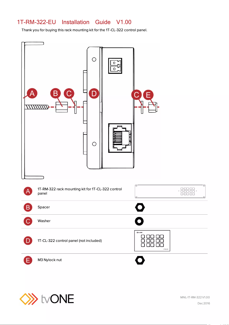 Page 1 de la notice Manuel utilisateur TV One 1T-RM-322-EU