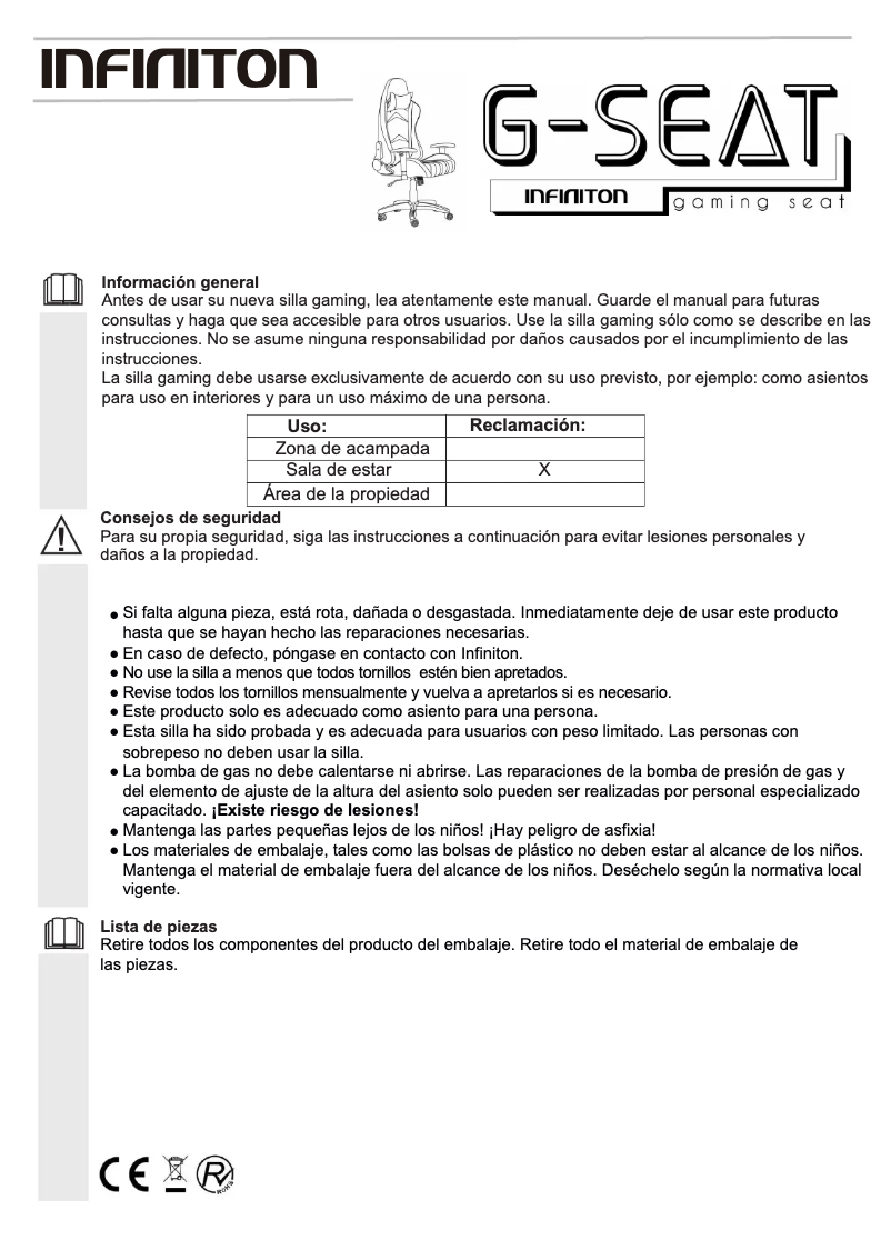 Page 1 de la notice Manuel utilisateur Infiniton GSEAT-24